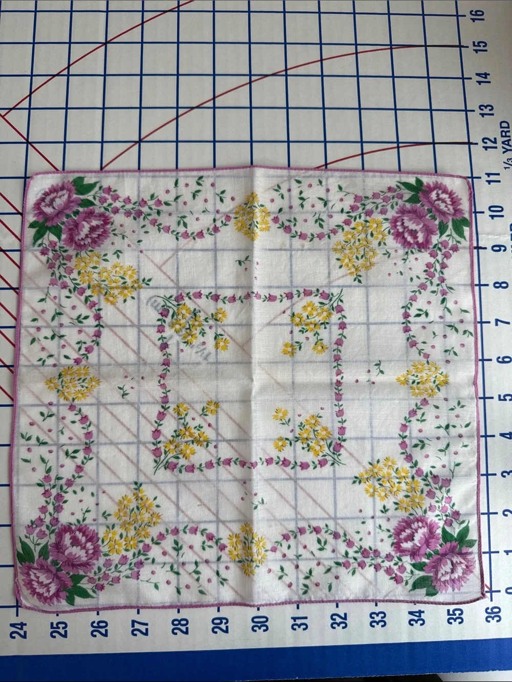 Lot of 3 Vintage Floral Cotton Handkerchiefs Pink Roses Cottagecore